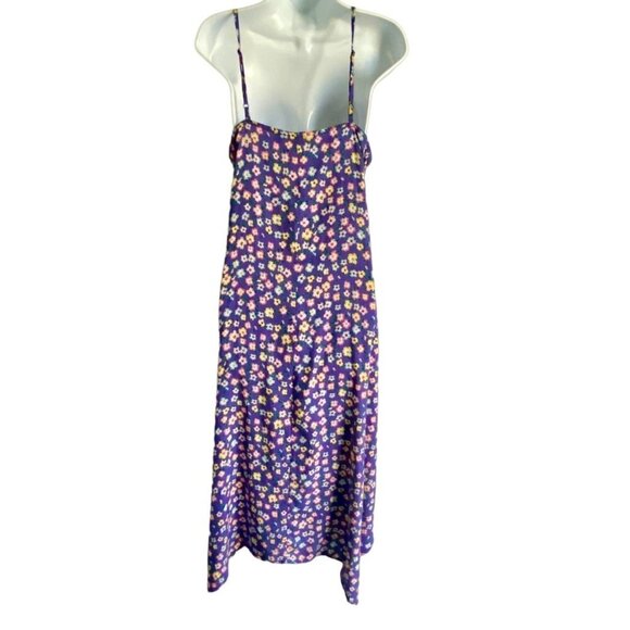 River & Rose Blue Floral Print Midi Dress with Pockets Women's Medium NEW - Picture 5 of 9